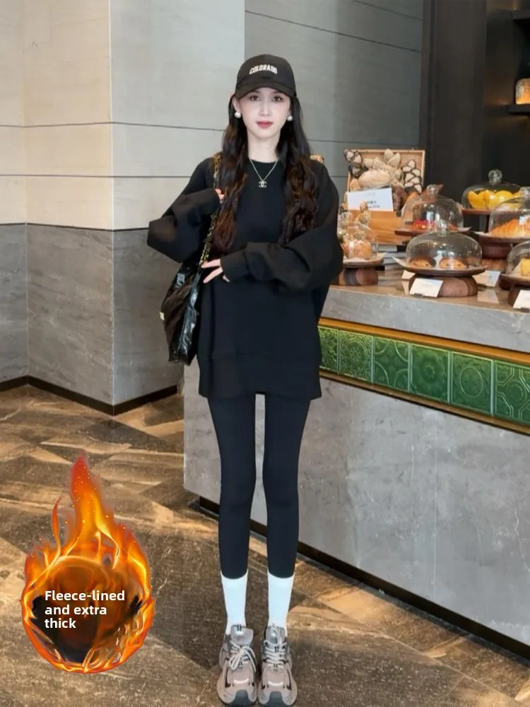 Women's Oversized Fleece Lined Long Sleeve Sweatshirt round Neck Mid-Length Thickened Casual Slimming Top for Autumn Winter
Women's Oversized Fleece Lined Long Sleeve Sweatshirt round Neck Mid-Length Thickened Casual Slimming Top for Autumn Winter
