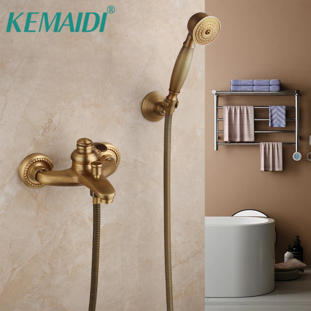 KEMAIDI Antique Brass Bathroom Bathtub Shower Faucet Solid Brass Wall Mounted Shower Faucet Set Hand Held Shower Spray
KEMAIDI Antique Brass Bathroom Bathtub Shower Faucet Solid Brass Wall Mounted Shower Faucet Set Hand Held Shower Spray