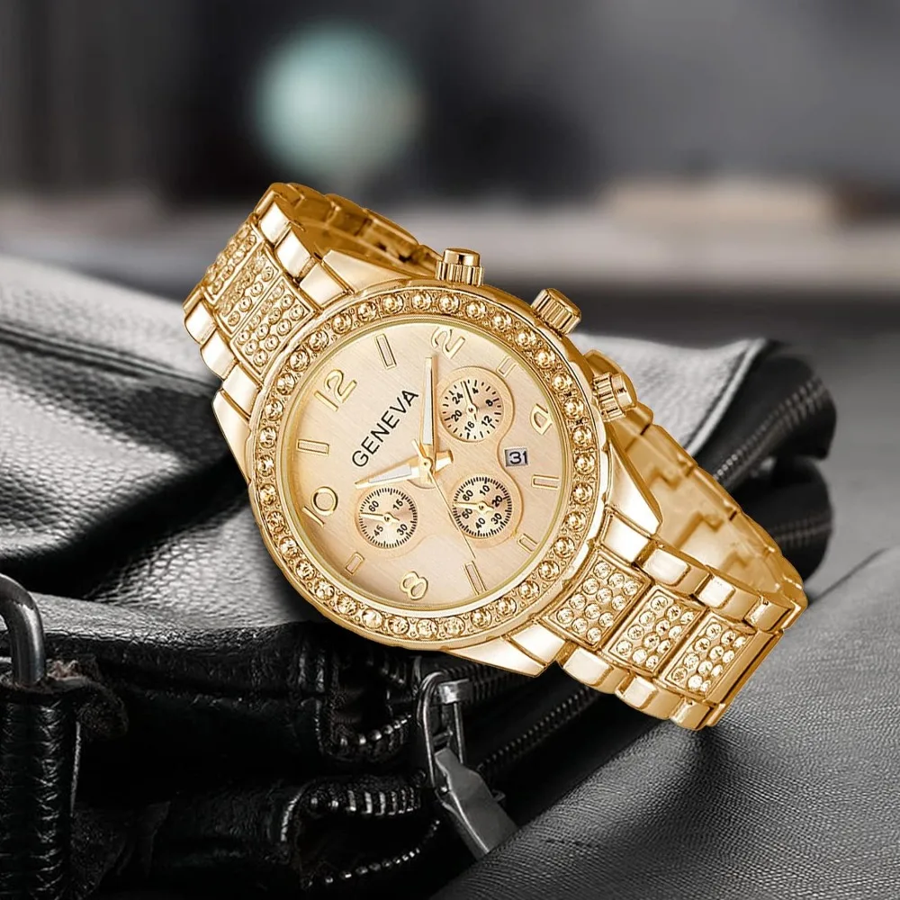 Luxury Unisex Pave Crystal Diamonds Calendar Quartz Watch Luminous Pointer Stainless Steel Wristwatch Men Women Reloj
Luxury Unisex Pave Crystal Diamonds Calendar Quartz Watch Luminous Pointer Stainless Steel Wristwatch Men Women Reloj