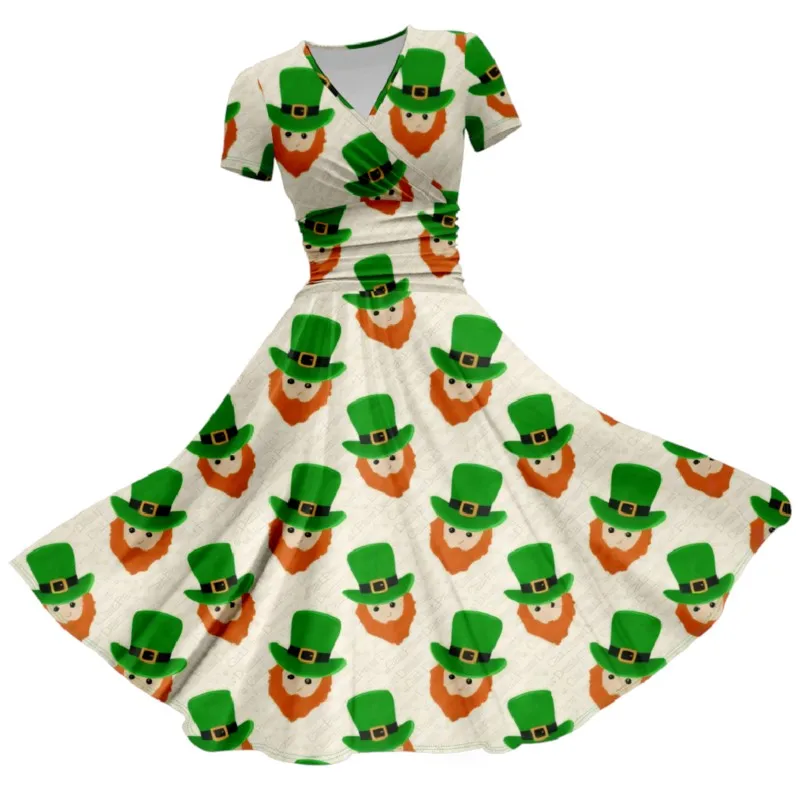 St.Patrick'S Day Women's Summer Beach Style Flower Pattern Full Print beauty Skirts Short Sleeve daily Casual Dresses For Ladies
St.Patrick'S Day Women's Summer Beach Style Flower Pattern Full Print beauty Skirts Short Sleeve daily Casual Dresses For Ladies