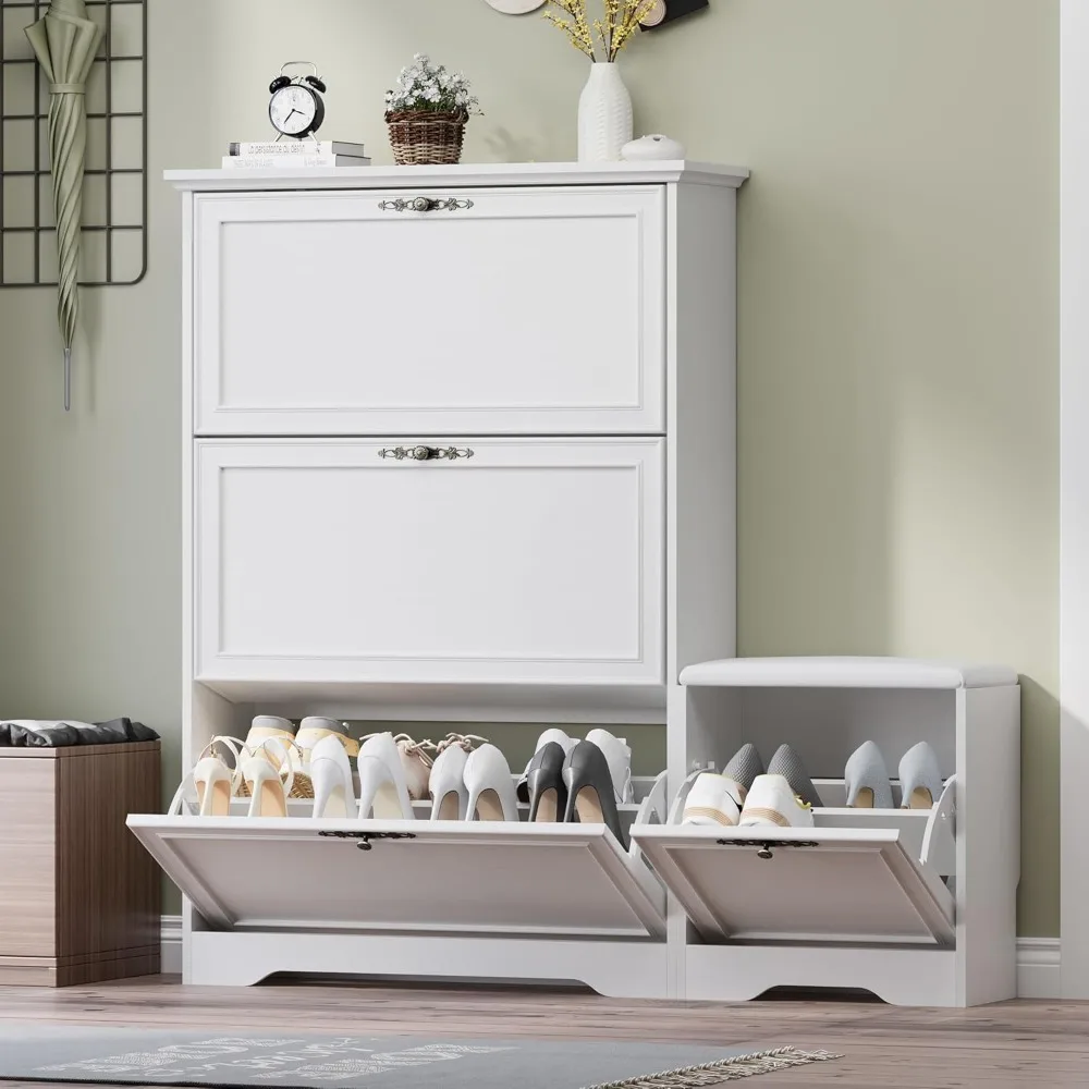 Entryway Shoe Cabinet with Bench, Hidden Storage and Adjustable Shelves, Wooden Shoe Rack and Organizer for Hallway, Mudroom, Cl
Entryway Shoe Cabinet with Bench, Hidden Storage and Adjustable Shelves, Wooden Shoe Rack and Organizer for Hallway, Mudroom, Cl