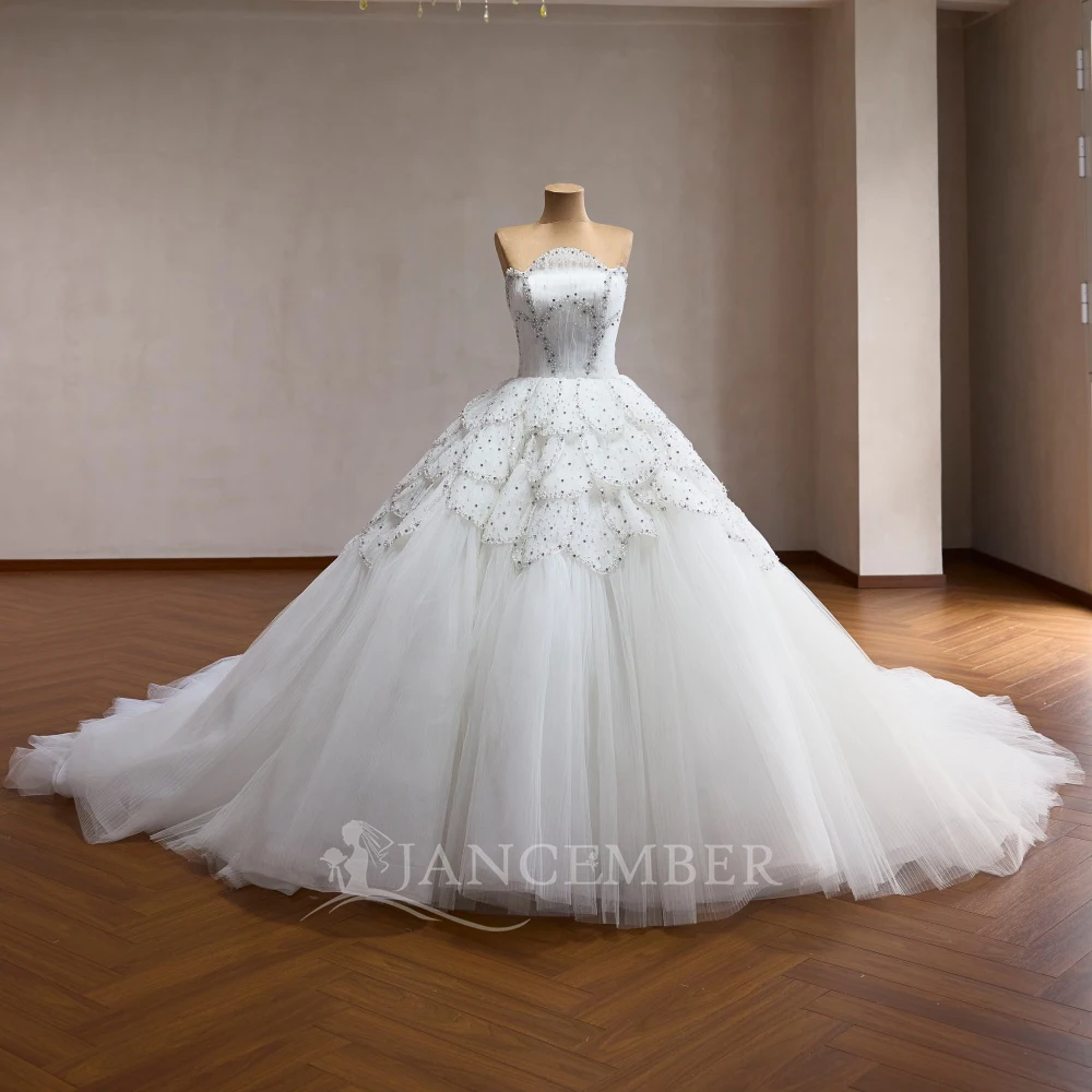 Customized Ball Gown Wedding Dresses For Women Popular Design Sparkling Organza Strapless Crystal Wedding Gown Vestidos De Novia
Customized Ball Gown Wedding Dresses For Women Popular Design Sparkling Organza Strapless Crystal Wedding Gown Vestidos De Novia