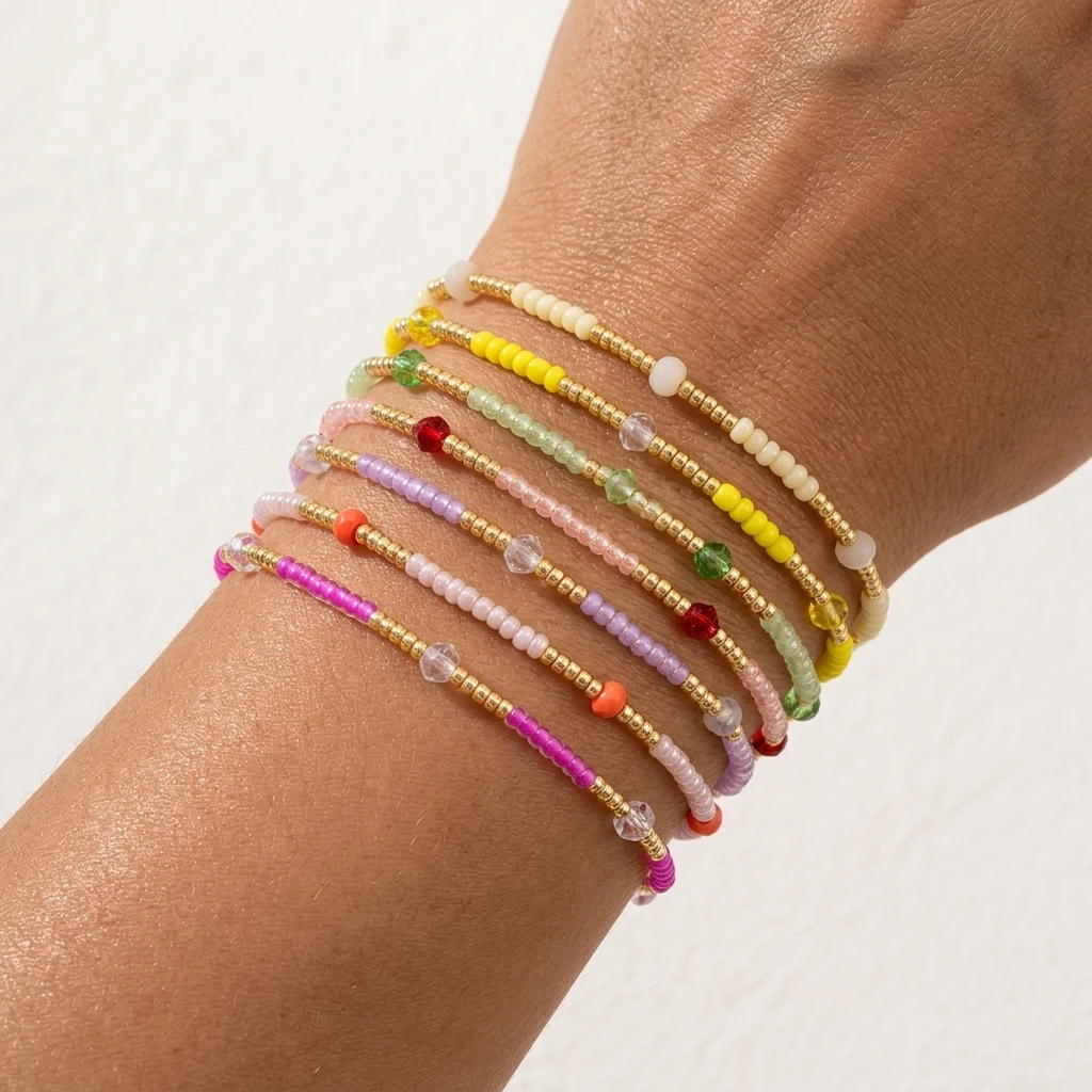 7PCS Bohemian Style Handmade Multicolor Bead Elastic Rope Bracelets Glass Crystal Unisex Stackable Jewelry Accessories
7PCS Bohemian Style Handmade Multicolor Bead Elastic Rope Bracelets Glass Crystal Unisex Stackable Jewelry Accessories