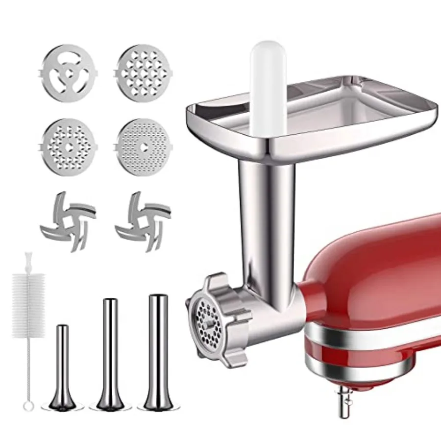 Metal Meat Grinder Attachment for KitchenAid Stand Mixers Food Grinder Attachment Includes 4 Grinding Plates 3 Sausage Stuffer
Metal Meat Grinder Attachment for KitchenAid Stand Mixers Food Grinder Attachment Includes 4 Grinding Plates 3 Sausage Stuffer