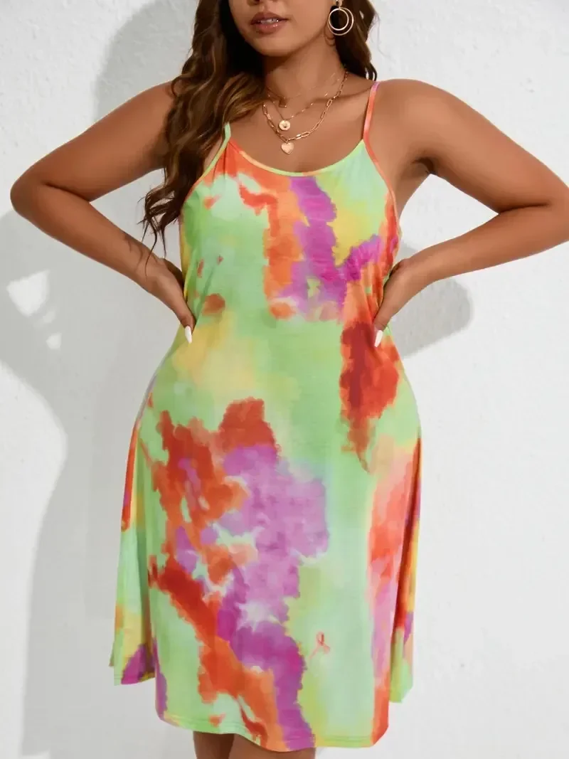 Casual Summer Dress Plus Size 1XL-8XL Women's Plus Tie Dye Slip Skirt Round Neck Slight Stretch Cami Dress
Casual Summer Dress Plus Size 1XL-8XL Women's Plus Tie Dye Slip Skirt Round Neck Slight Stretch Cami Dress