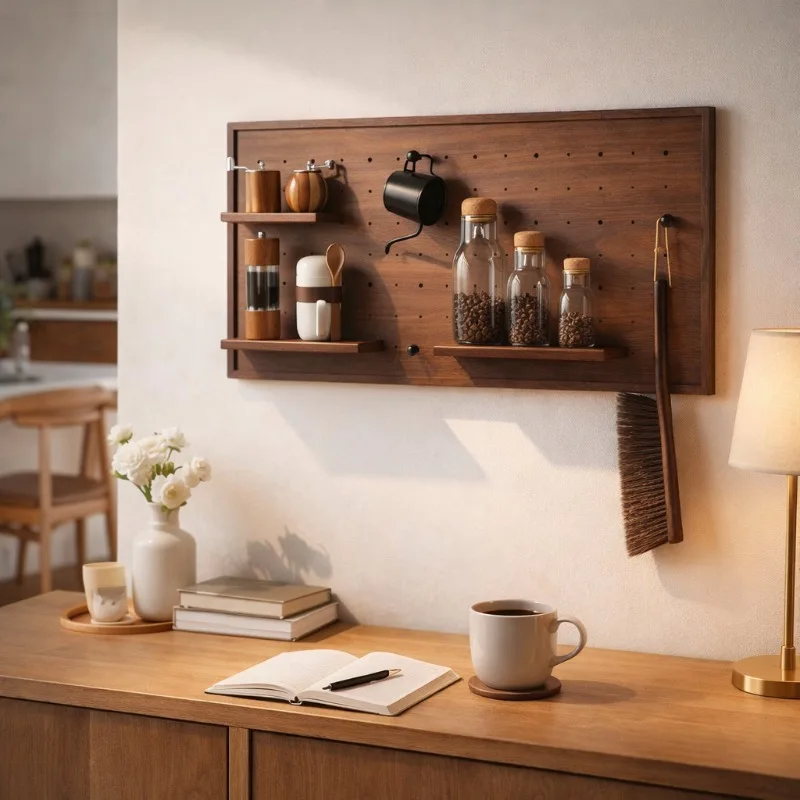 Walnut Wood Wall Pegboard, Multi-Purpose Storage Shelf for Entryway Kitchen, Decorative Organizer Rack & Coffee Station Display
Walnut Wood Wall Pegboard, Multi-Purpose Storage Shelf for Entryway Kitchen, Decorative Organizer Rack & Coffee Station Display