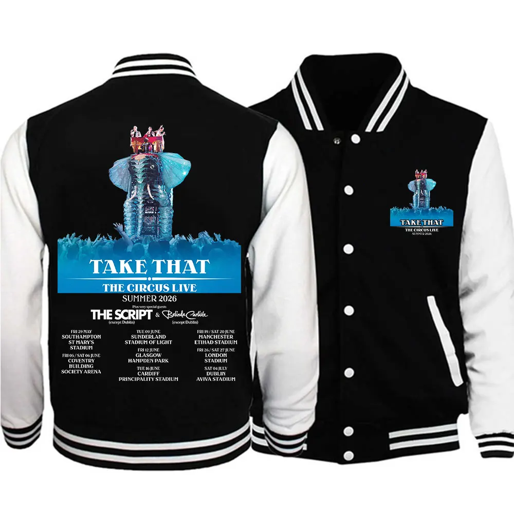 Бейсбольная толстовка-куртка Take That the Circus Tour 2026 в стиле Харадзюку с длинными рукавами, подарок для фанатов
Бейсбольная толстовка-куртка Take That the Circus Tour 2026 в стиле Харадзюку с длинными рукавами, подарок для фанатов