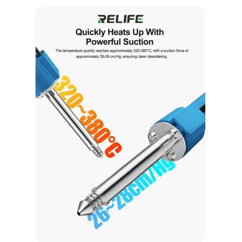 RELIFE TO5 Electric Heating Solder Sucker For Electronic Component Repair Solder Joint Desoldering Solder Reflow Suction Tool
RELIFE TO5 Electric Heating Solder Sucker For Electronic Component Repair Solder Joint Desoldering Solder Reflow Suction Tool