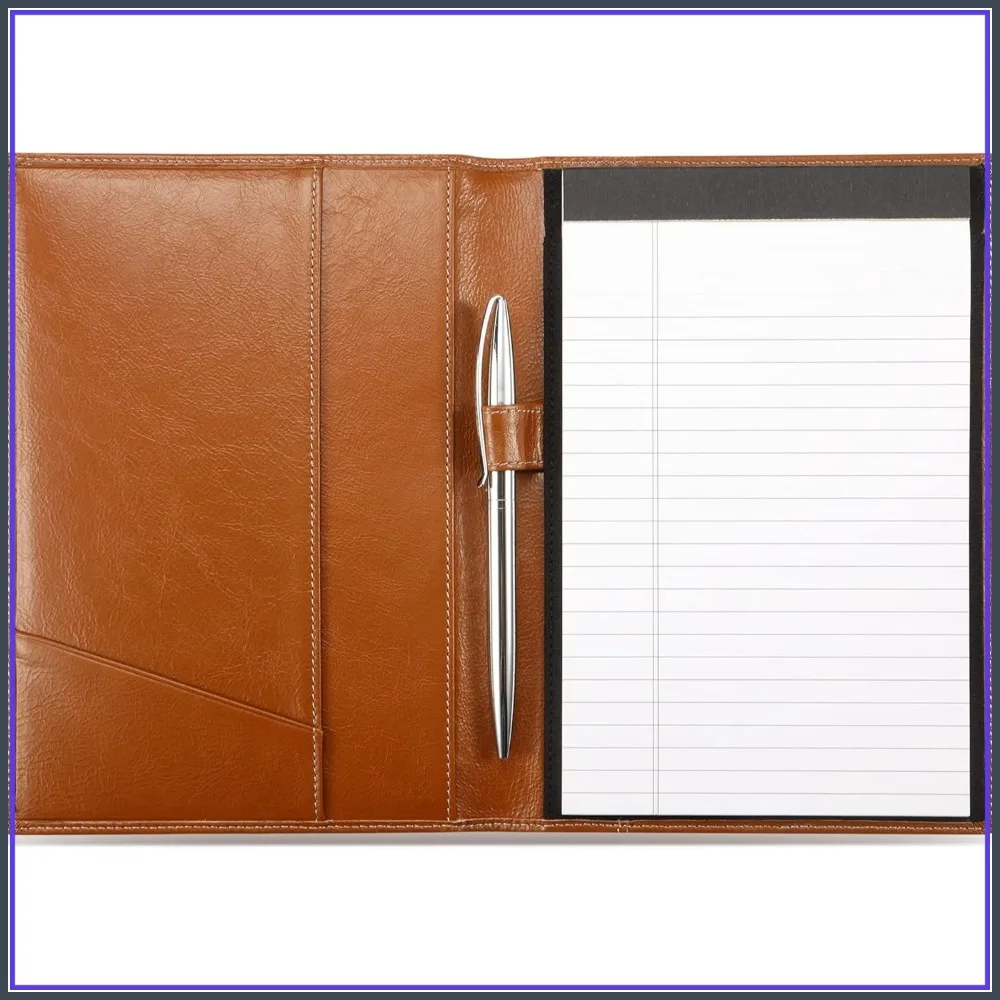 Junior 5x8 Business Padfolio with Pen Loop, Italian Calfskin Leather Portfolio Notebook Folder, Antiqued Brown
Junior 5x8 Business Padfolio with Pen Loop, Italian Calfskin Leather Portfolio Notebook Folder, Antiqued Brown