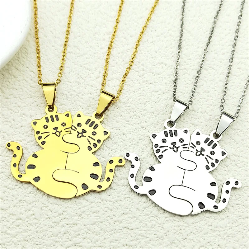 Two Lovely Kitty Hug Pendant Necklaces Set For Women Men Stainless Steel Silver Color Cat Animal Friend Bff Chain Jewelry Gifts
Two Lovely Kitty Hug Pendant Necklaces Set For Women Men Stainless Steel Silver Color Cat Animal Friend Bff Chain Jewelry Gifts
