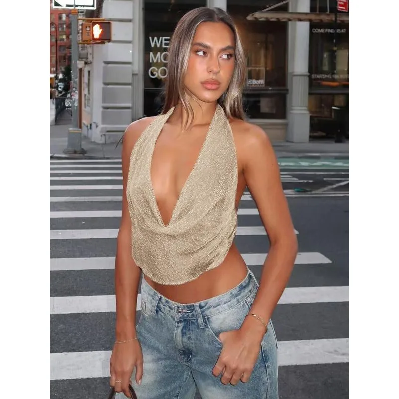 Silver Thread Halter Top Women's Cross-Border Neckline Vest Strapless Summer Fashion Casual Comfortable Breathable Top
Silver Thread Halter Top Women's Cross-Border Neckline Vest Strapless Summer Fashion Casual Comfortable Breathable Top
