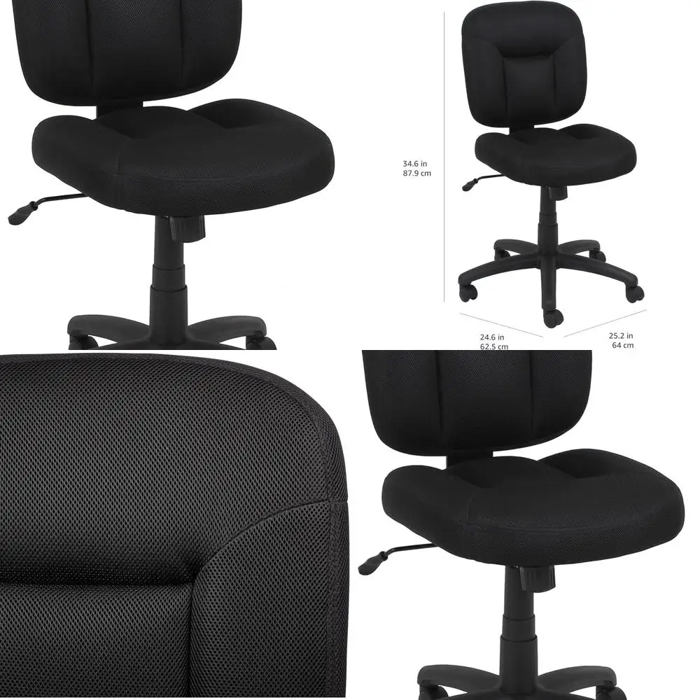 Low-Back Office Desk Chair, Adjustable Height, 360 Degree Swivel, Fabric Upholstery, Black
Low-Back Office Desk Chair, Adjustable Height, 360 Degree Swivel, Fabric Upholstery, Black