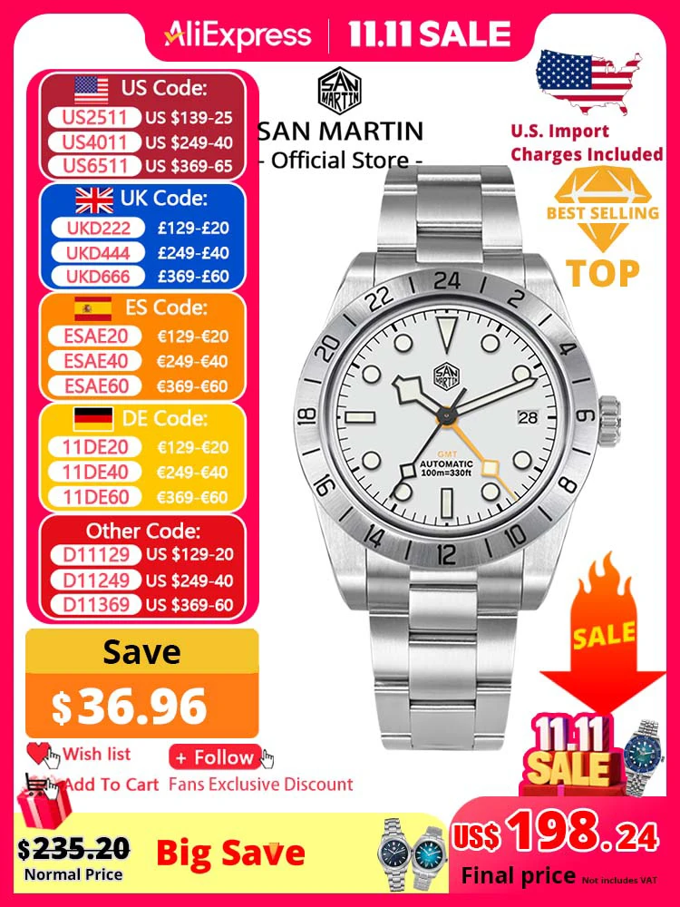 San Martin Новые 39 мм NH34 BB GMT Автоматические Механические Часы Спортивные Часы Сапфировые Светящиеся Водонепроницаемые 100 м для Мужчин Relogio SN0054
San Martin Новые 39 мм NH34 BB GMT Автоматические Механические Часы Спортивные Часы Сапфировые Светящиеся Водонепроницаемые 100 м для Мужчин Relogio SN0054