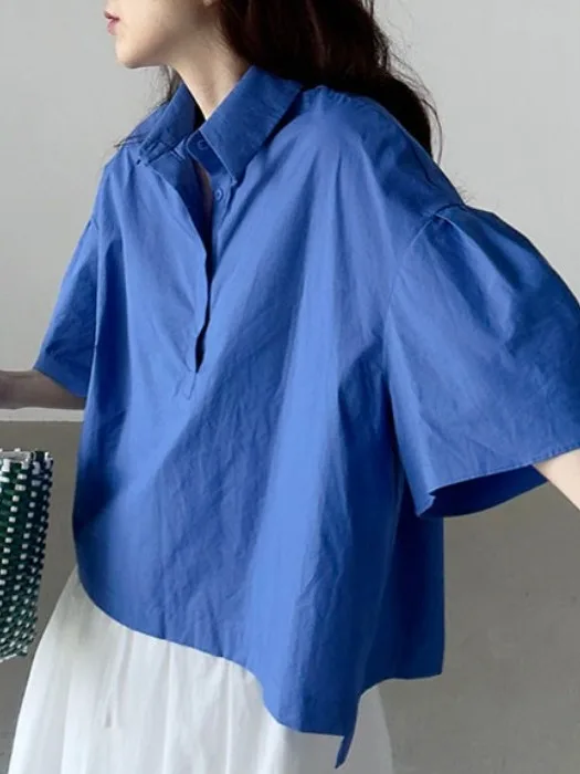 Retro Klein Blue ort Sve Women's irt Asymmetrical Design Summer New Sle Versatile White Enhancing Top
Retro Klein Blue ort Sve Women's irt Asymmetrical Design Summer New Sle Versatile White Enhancing Top
