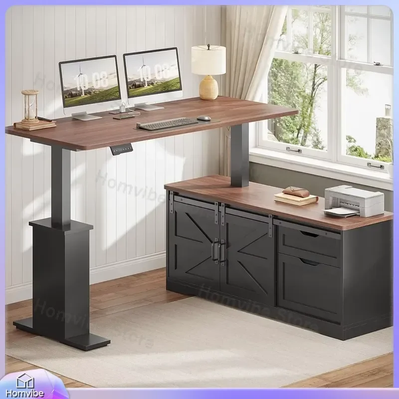 L Shaped Standing Desk 55 Inch Adjustable Height Electric Height Adjustable Desk with Drawers Power Outlets Cable Management
L Shaped Standing Desk 55 Inch Adjustable Height Electric Height Adjustable Desk with Drawers Power Outlets Cable Management