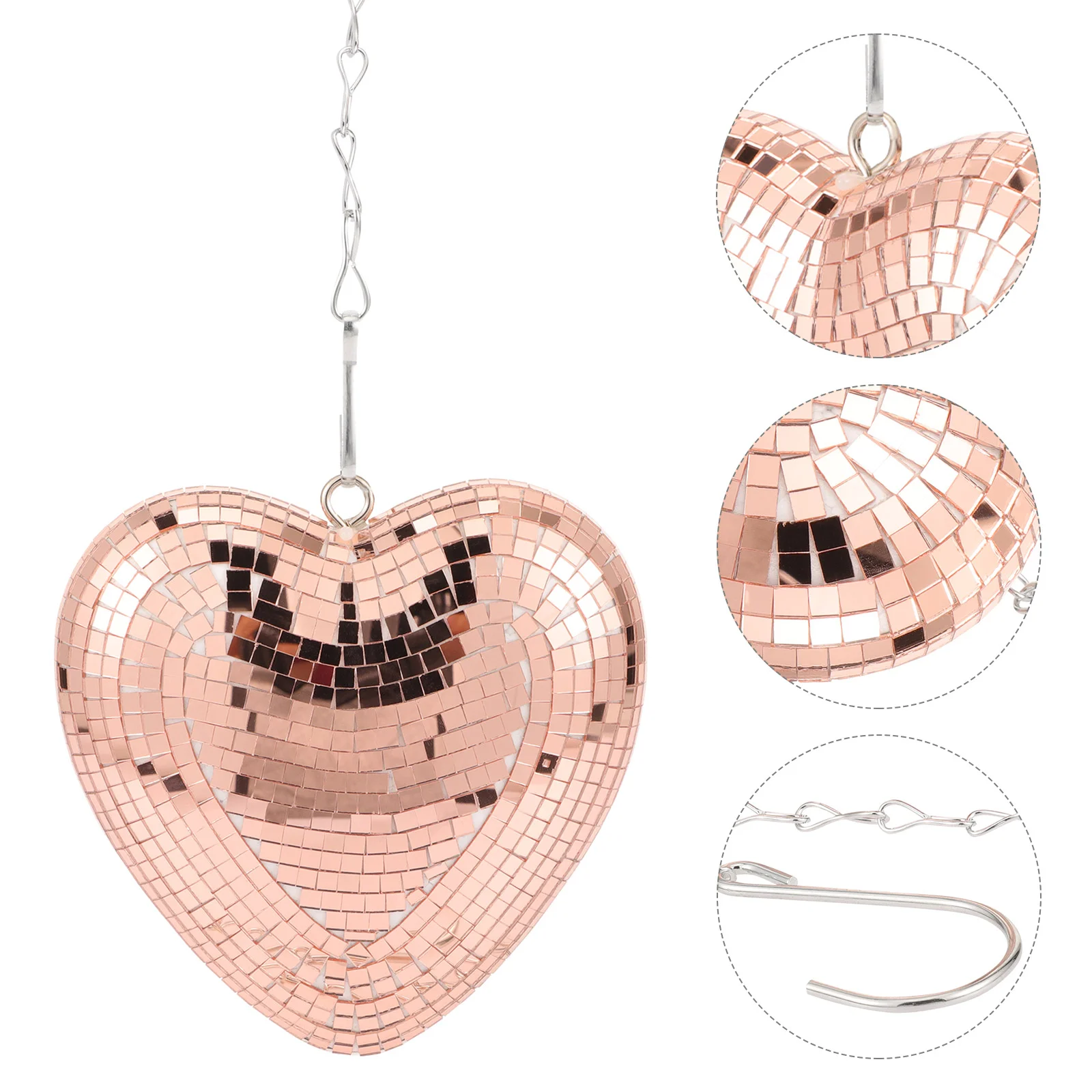 Rose Gold Heart Shaped Disco Ball Decorative Mirror Surface Hanging Ball Reflective nament Home Decor Wind Chimes Hanging
Rose Gold Heart Shaped Disco Ball Decorative Mirror Surface Hanging Ball Reflective nament Home Decor Wind Chimes Hanging
