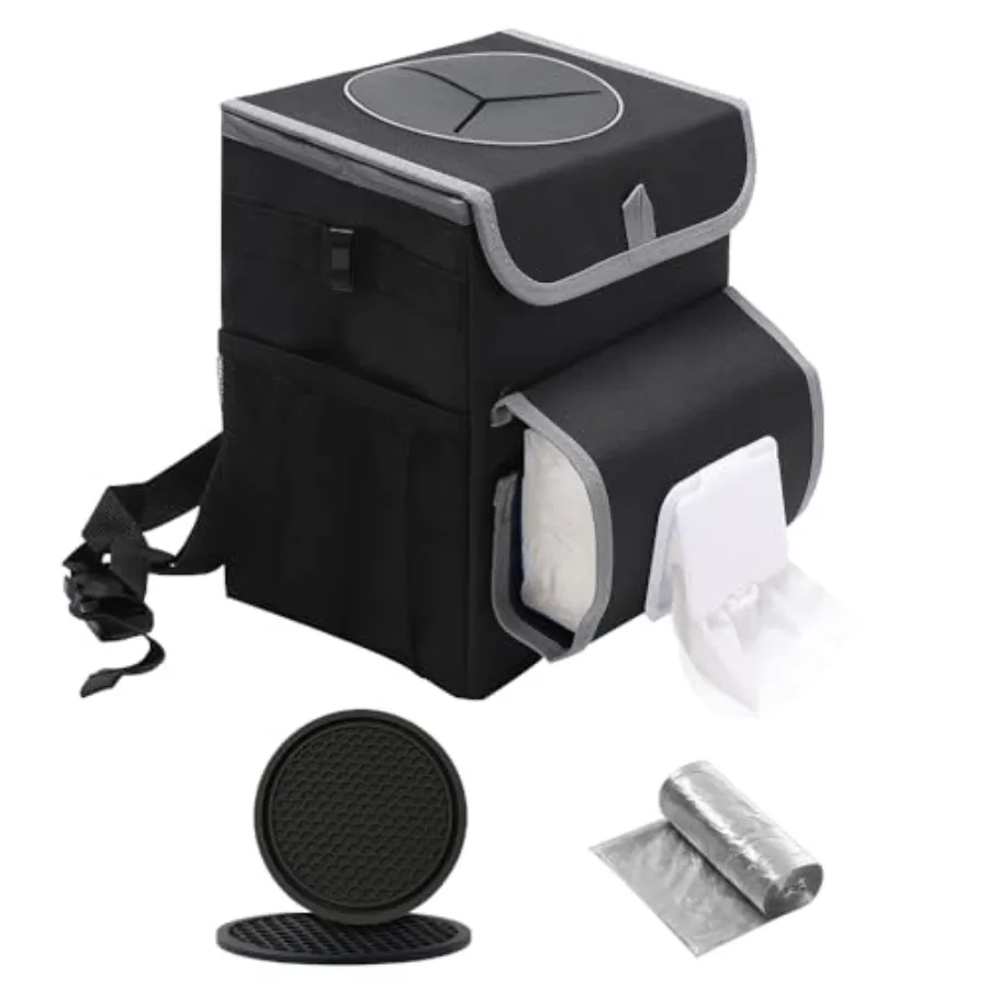 Car Trash Can with Lid, Bag Hanging Storage Pockets, Adjustable Tissue Holder and Straps, Portable Waterproof Garbage Bin, 1.98
Car Trash Can with Lid, Bag Hanging Storage Pockets, Adjustable Tissue Holder and Straps, Portable Waterproof Garbage Bin, 1.98
