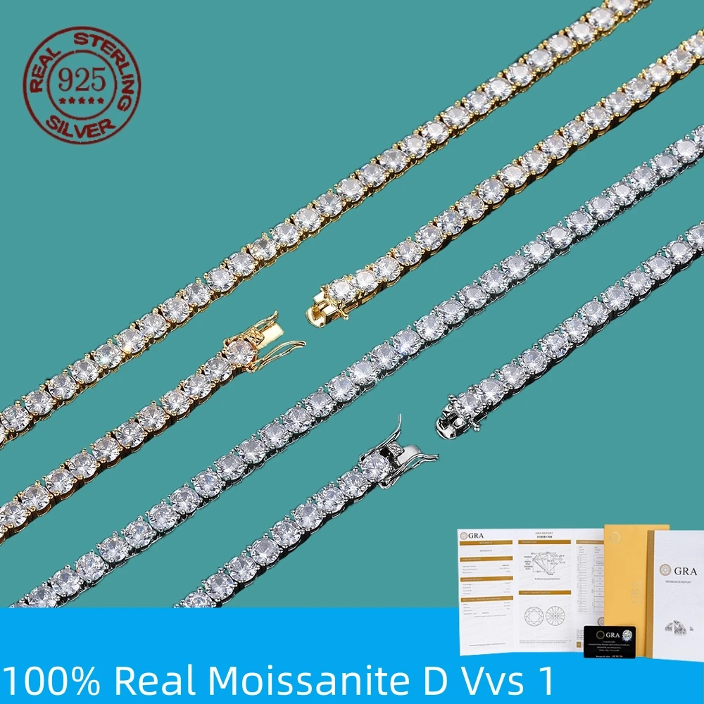 D Color Moissanite Tennis Necklace S925 Sterling Sliver Plated 18k Gold Necklace for Woman Man Hiphop Party Jewelry
D Color Moissanite Tennis Necklace S925 Sterling Sliver Plated 18k Gold Necklace for Woman Man Hiphop Party Jewelry
