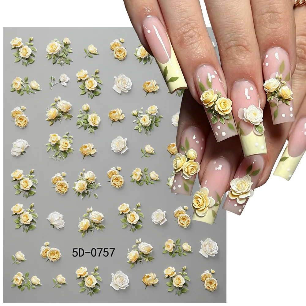 1PC 5D Relief Yellow White Rose Flowee Nail Sticker Elegant Rose Floral Nail Decals 8*10cm Self-Adhesive 5D Flower Nail Decor #7
1PC 5D Relief Yellow White Rose Flowee Nail Sticker Elegant Rose Floral Nail Decals 8*10cm Self-Adhesive 5D Flower Nail Decor #7