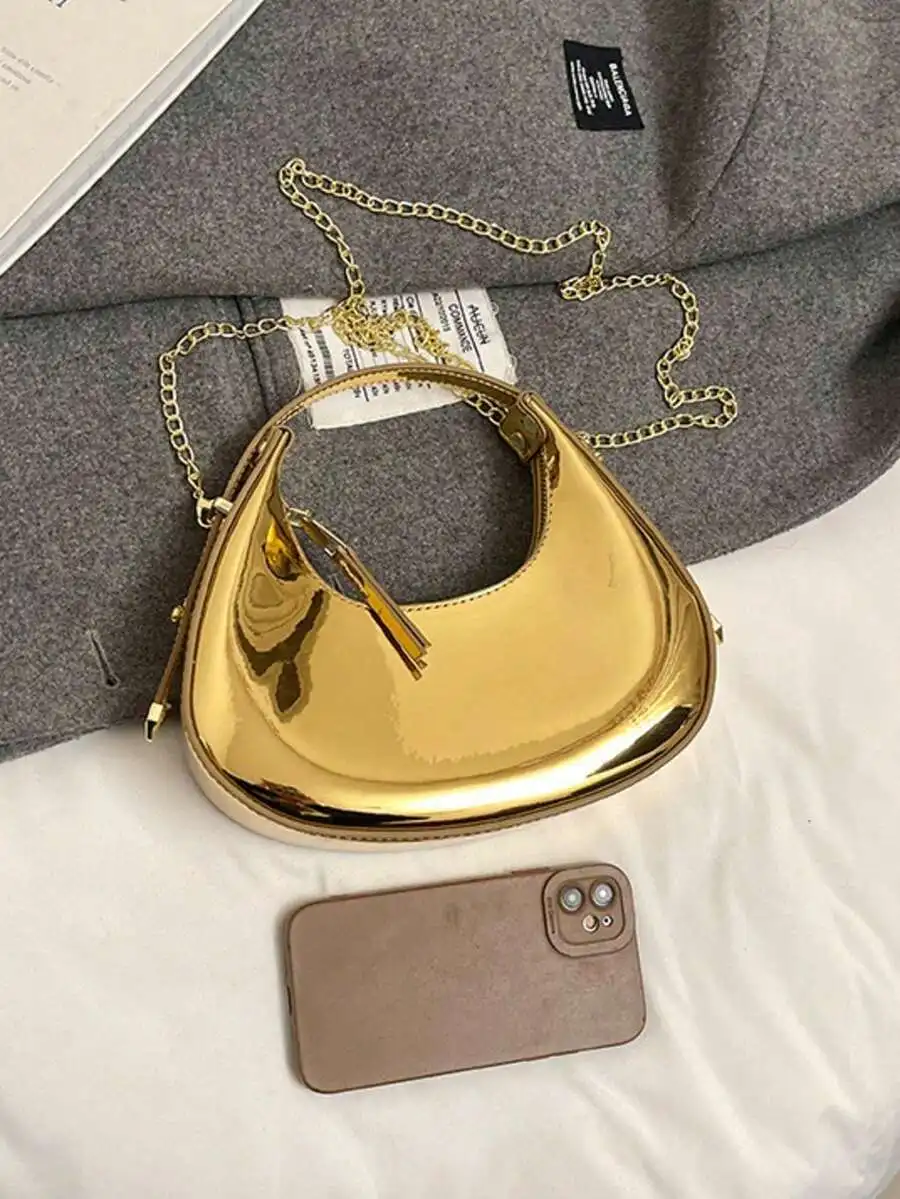 Glossy Half Moon Mini Handbag With Chain Strap Shoulder Crossbody Bag For Women
Glossy Half Moon Mini Handbag With Chain Strap Shoulder Crossbody Bag For Women