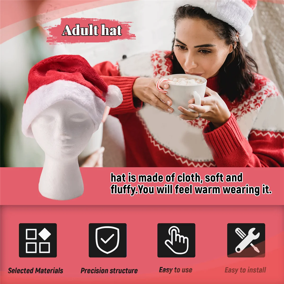 ABIYY-Santa Шляпа Рождественская шапка Рождественский костюм Одевание Плюшевая толстая рождественская шапка для взрослых
ABIYY-Santa Шляпа Рождественская шапка Рождественский костюм Одевание Плюшевая толстая рождественская шапка для взрослых