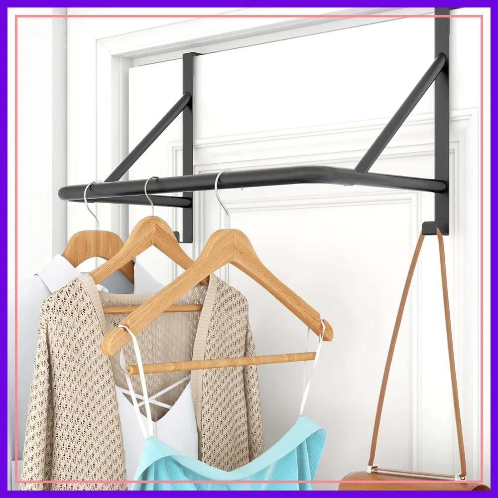 Over Door Clothes Hanger Rod, Metal Hanger for Coats, Laundry Drying Rack, Fits Doors Up to 1.97", Black
Over Door Clothes Hanger Rod, Metal Hanger for Coats, Laundry Drying Rack, Fits Doors Up to 1.97", Black