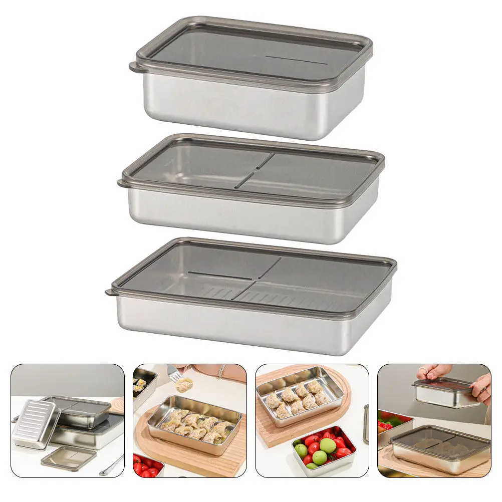 Набор из 3 контейнеров для хранения продуктов из нержавеющей стали, герметичные, многоразовые, для морозильной камеры и холодильника, органайзер для кухни
Набор из 3 контейнеров для хранения продуктов из нержавеющей стали, герметичные, многоразовые, для морозильной камеры и холодильника, органайзер для кухни