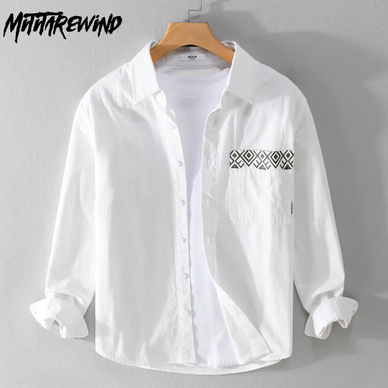 2024 New Long Sleeve White Shirt Men Spring Summer Daily Causal Loose Shirts Pocket Printed Pure Cotton Shirt Youth Fashion Tops
2024 New Long Sleeve White Shirt Men Spring Summer Daily Causal Loose Shirts Pocket Printed Pure Cotton Shirt Youth Fashion Tops