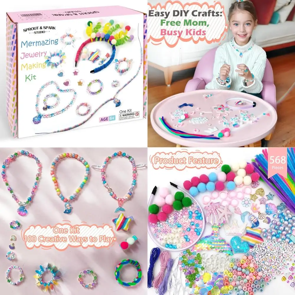 SPROUT & SPARK STUDIO Mermaid Jewelry for Girls Craft Kit - DIY Jewelry Making Set for Girls Age 6+ with Mermaid Beads & Ocean
SPROUT & SPARK STUDIO Mermaid Jewelry for Girls Craft Kit - DIY Jewelry Making Set for Girls Age 6+ with Mermaid Beads & Ocean