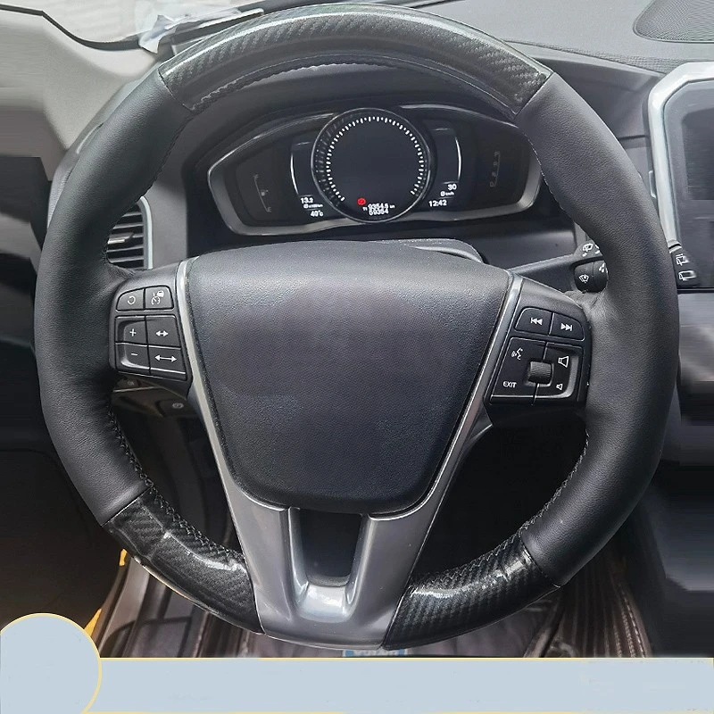 Car Steering Wheel Cover Black Braiding Carbon Fiber Genuine Leather For Volvo S60 V40 V60 V70 2014 XC60 Car Accessories
Car Steering Wheel Cover Black Braiding Carbon Fiber Genuine Leather For Volvo S60 V40 V60 V70 2014 XC60 Car Accessories