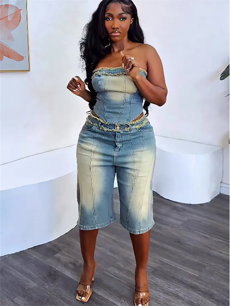 Nibber Cowboy 2 Piece Set Women Flash Wrap Zipper Backless Mini Tops+Button Straight Shorts Sexy Summer Matching Simple Suits
Nibber Cowboy 2 Piece Set Women Flash Wrap Zipper Backless Mini Tops+Button Straight Shorts Sexy Summer Matching Simple Suits
