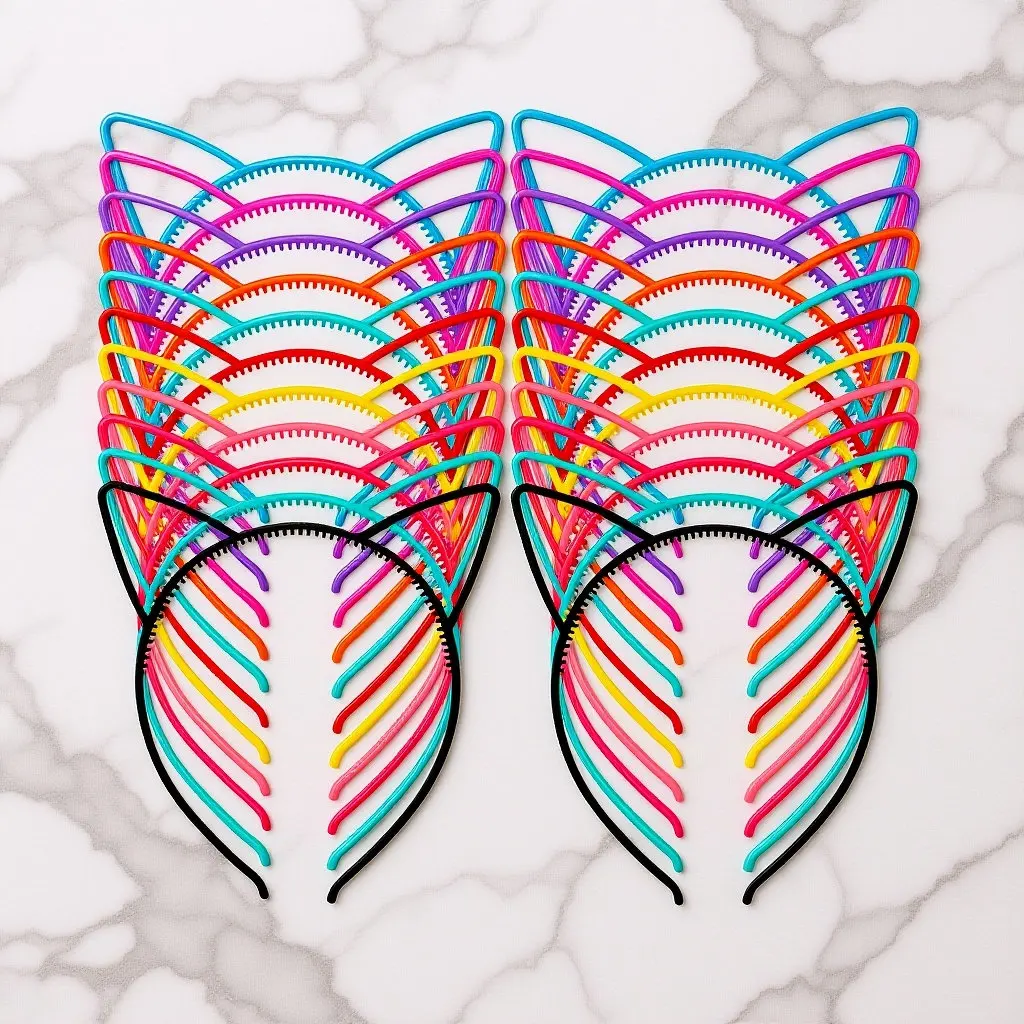 24Pcs Cat Ear Headbands Lightweight Sturdy Plastic Comfortable Party Hair Accessories for Women Teens Cosplay Halloween Costume
24Pcs Cat Ear Headbands Lightweight Sturdy Plastic Comfortable Party Hair Accessories for Women Teens Cosplay Halloween Costume