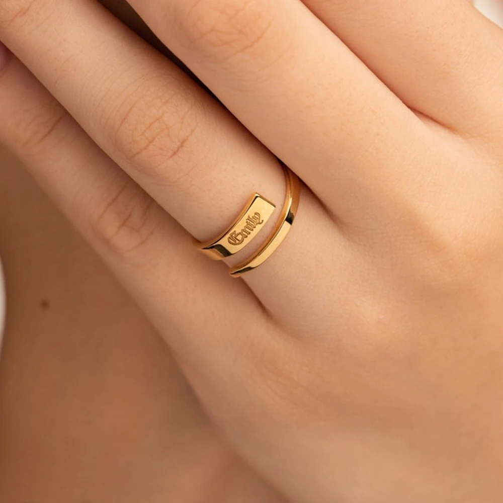 Custom Gothic Silver Ring Dainty Engraved Name Ring Wrap Stainless Steel Dating Rings Letter Minimalist Jewelry Engagement Gifts
Custom Gothic Silver Ring Dainty Engraved Name Ring Wrap Stainless Steel Dating Rings Letter Minimalist Jewelry Engagement Gifts