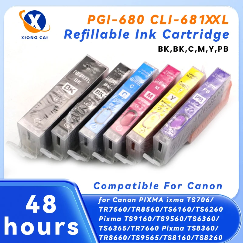 PGI-680XXL CLI-681XXL с чипом, многоразовый картридж, совместимый с принтером Canon Pixma TS9160 TS9560 TS6360 TS6365 TR7660
PGI-680XXL CLI-681XXL с чипом, многоразовый картридж, совместимый с принтером Canon Pixma TS9160 TS9560 TS6360 TS6365 TR7660