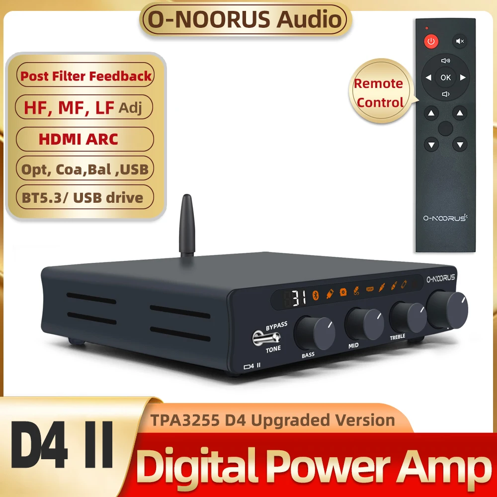 O-NOORUS TPA3255 PFFB D4 ② Stereo Bluetooth HDMI ARC USB Optical Amplifier 300Wx2 with Treble, Mid andBass Adjustment
O-NOORUS TPA3255 PFFB D4 ② Stereo Bluetooth HDMI ARC USB Optical Amplifier 300Wx2 with Treble, Mid andBass Adjustment