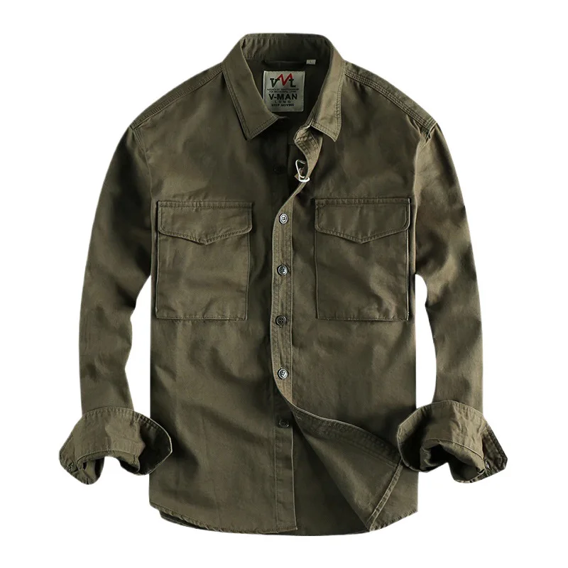 Spring and autumn new khaki retro washed solid color work shirt men's three-dimensional pocket trendy loose jacket
Spring and autumn new khaki retro washed solid color work shirt men's three-dimensional pocket trendy loose jacket