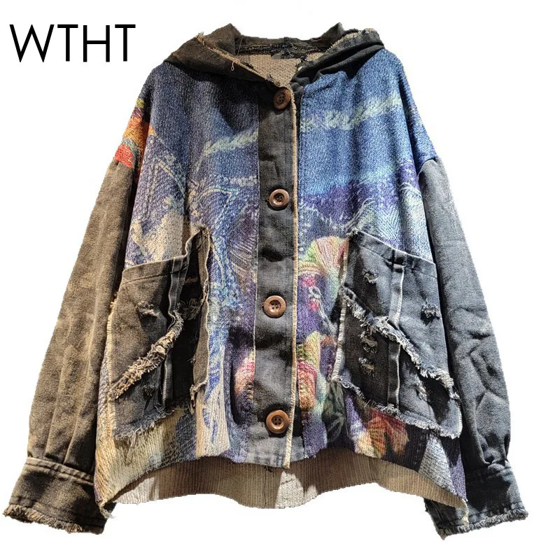 WTHT Fashion Women's Contrast Color Big Pocket Burr Edge Denim Coat Vintage Long Sleeves Loose Jacket Female 2025 Summer 1LS2116
WTHT Fashion Women's Contrast Color Big Pocket Burr Edge Denim Coat Vintage Long Sleeves Loose Jacket Female 2025 Summer 1LS2116
