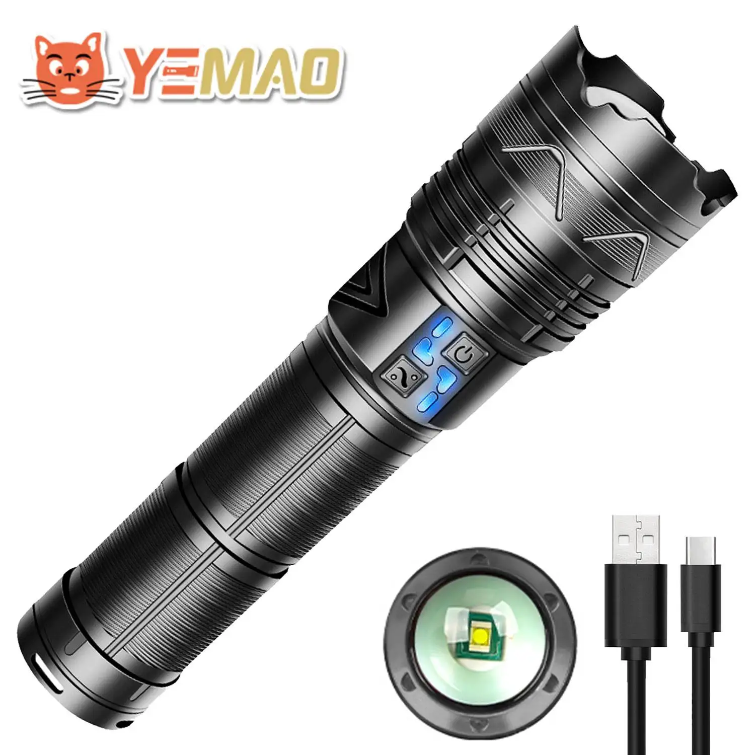 10000LM Super Bright GT60 LED Search Lights Telescopic Zoom Waterproof Rechargeable Flashlight 5 Light Modes Power Bank Function
10000LM Super Bright GT60 LED Search Lights Telescopic Zoom Waterproof Rechargeable Flashlight 5 Light Modes Power Bank Function