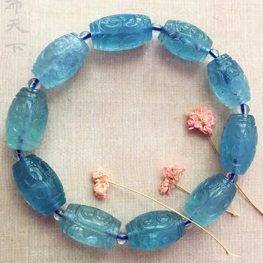 Natural Blue Aquamarine Quartz Clear Carved Barrel Bracelet 16x11MM Jewelry Cat Eye Wealthy Stone For Women Men AAAAAAA
Natural Blue Aquamarine Quartz Clear Carved Barrel Bracelet 16x11MM Jewelry Cat Eye Wealthy Stone For Women Men AAAAAAA