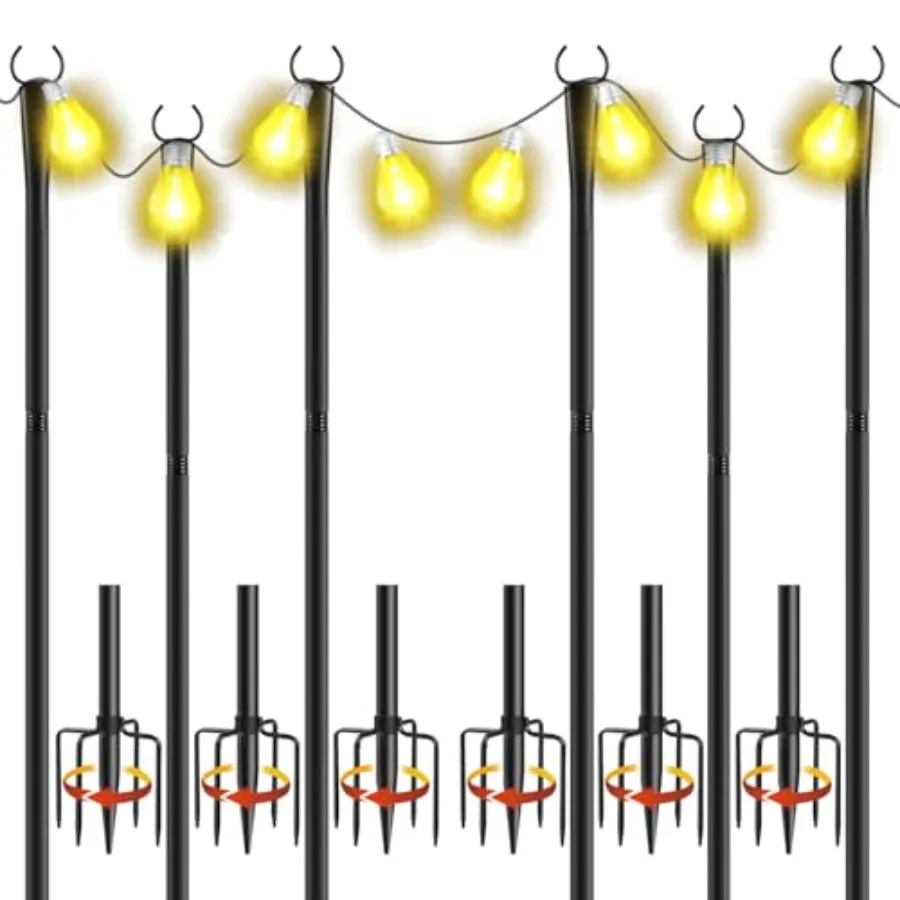 10Feet String Light Poles, Metal Poles with Fork for Outside Lights, Outdoor Metal Light Stand with Fence Brackets Hanging Ligh
10Feet String Light Poles, Metal Poles with Fork for Outside Lights, Outdoor Metal Light Stand with Fence Brackets Hanging Ligh