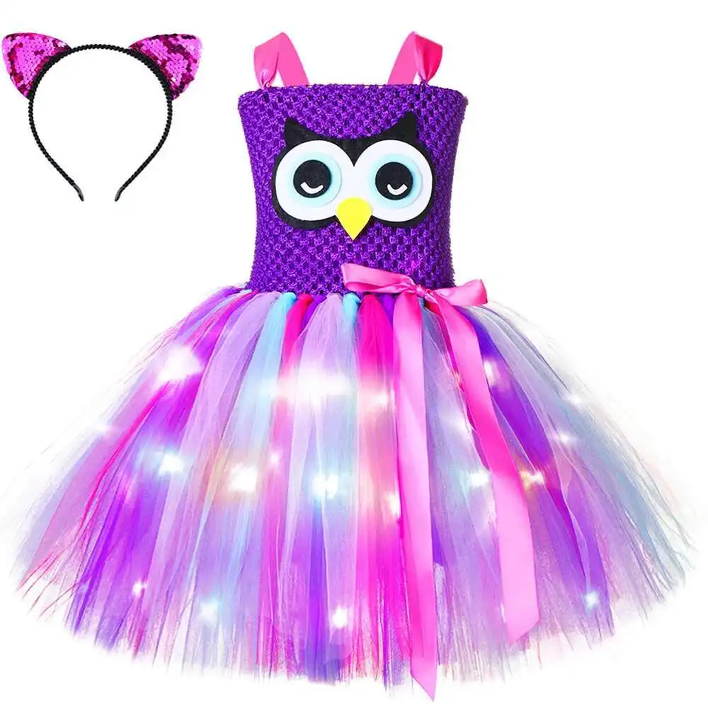 Cute Led Lights Owl Costumes for Girls Christmas Halloween Fancy Dress for Kids Night Bird Owl Tutu Outfit with Ears Hairbow
Cute Led Lights Owl Costumes for Girls Christmas Halloween Fancy Dress for Kids Night Bird Owl Tutu Outfit with Ears Hairbow