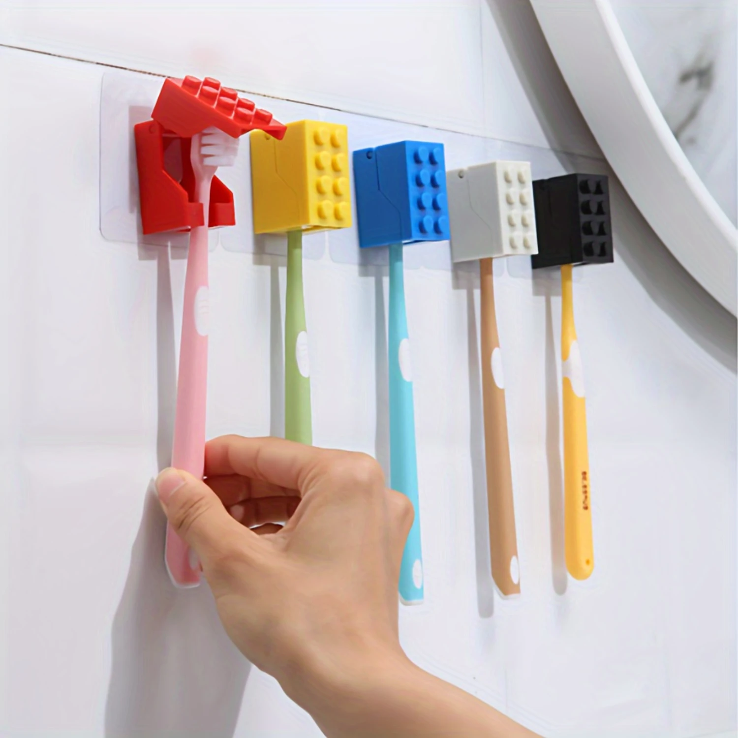 Plastic Toothbrush Holders for , Wall Mount, No Drilling Required, Electricity-Free Toothbrush Organizer with Building Block De
Plastic Toothbrush Holders for , Wall Mount, No Drilling Required, Electricity-Free Toothbrush Organizer with Building Block De