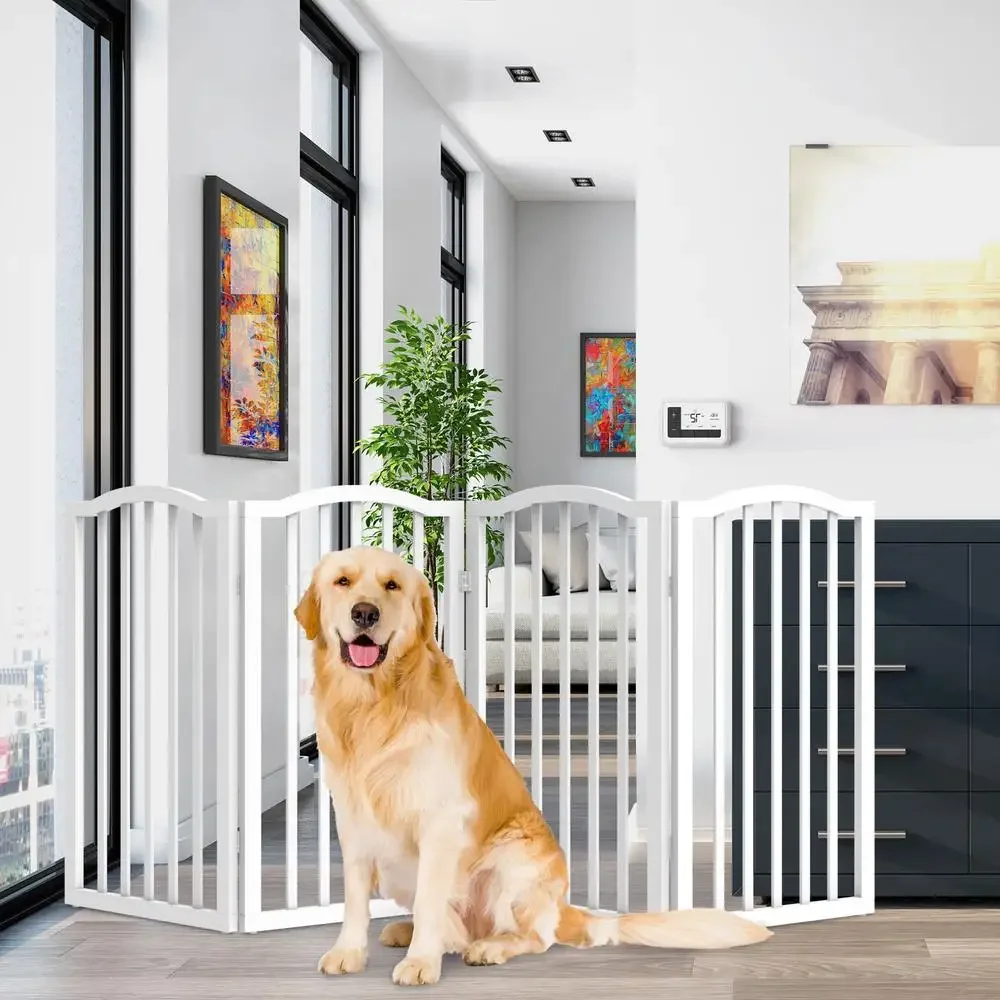 Foldable 4-Panel White Pet Gate Modern Scalloped Top Indoor Fence Stairway Doorway Freestanding Sturdy Design Ideal Small Dogs
Foldable 4-Panel White Pet Gate Modern Scalloped Top Indoor Fence Stairway Doorway Freestanding Sturdy Design Ideal Small Dogs