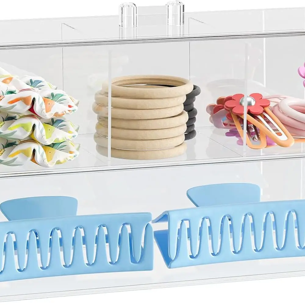 Clear Acrylic Hair Accessory Organizer, 2-Piece Set, Cute Storage Box for Bows, Scrunchies, and Clips, Ideal for Vanity Countert
Clear Acrylic Hair Accessory Organizer, 2-Piece Set, Cute Storage Box for Bows, Scrunchies, and Clips, Ideal for Vanity Countert