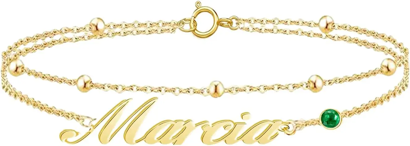 Solid 10K 14K 18K Gold Personalized Name Anklet Bracelets with Birthstone, Real Gold Customized Name Bracelet Anklet Custom Any Name Fine Jewelry Gifts for Women, Mom, Wife
Solid 10K 14K 18K Gold Personalized Name Anklet Bracelets with Birthstone, Real Gold Customized Name Bracelet Anklet Custom Any Name Fine Jewelry Gifts for Women, Mom, Wife