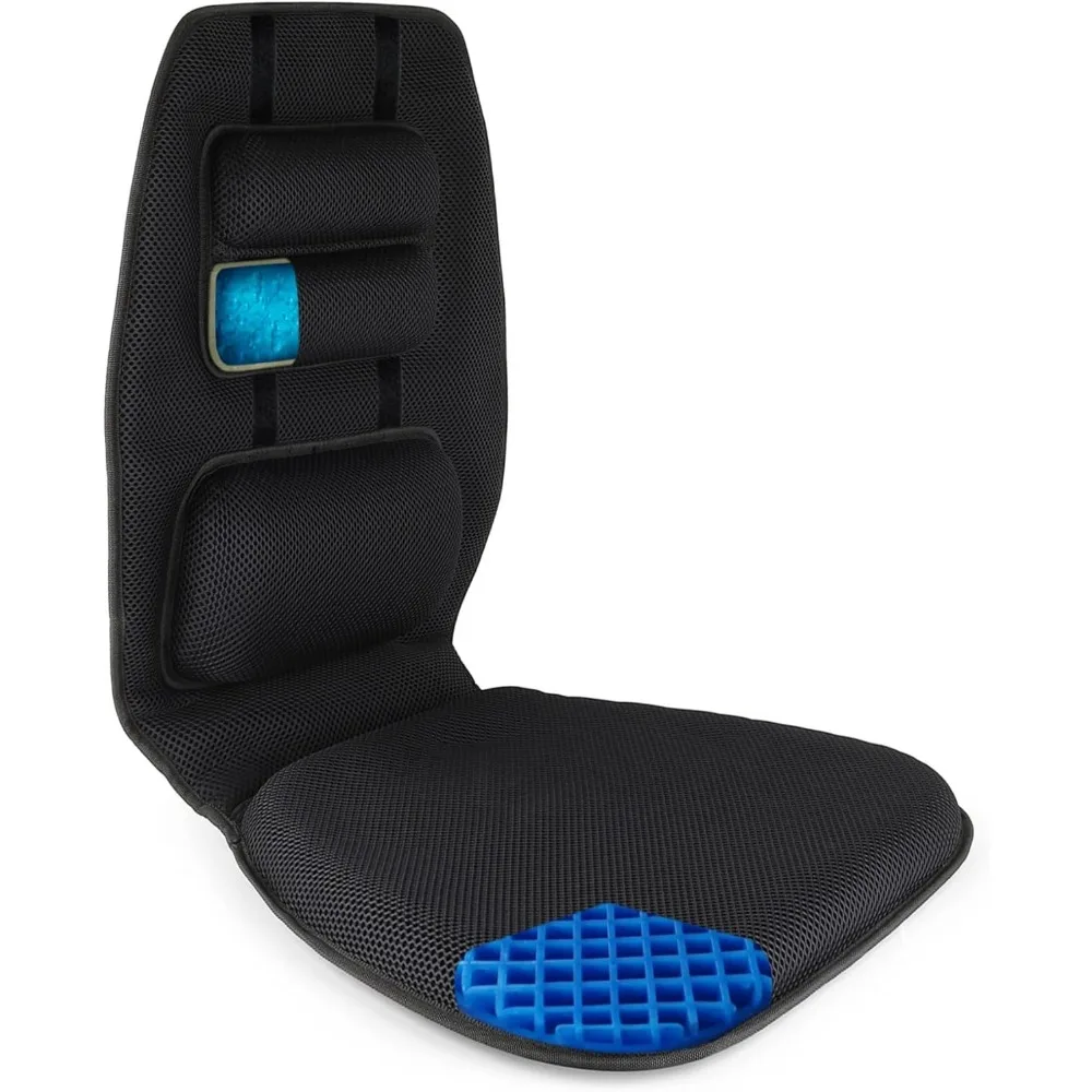 Gel Seat Cushion and Lumbar Pillow for Adjustable Back Support and Pressure Relief
Gel Seat Cushion and Lumbar Pillow for Adjustable Back Support and Pressure Relief