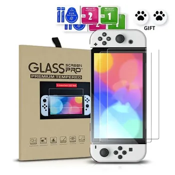 DATA FROG 닌텐도 스위치용 강화 유리 화면 보호기, OLED 9H HD 투명 유리 필름, 닌텐도 스위치 OLED 호환, 2 개