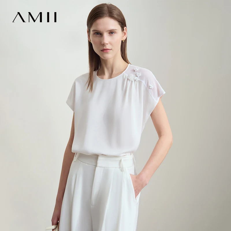 Amii Minimalist Chiffon Blouse for Women Summer New Solid Color O-Neck Elegant Tops Loose Short Sleeves Flower Blouse 12512026
Amii Minimalist Chiffon Blouse for Women Summer New Solid Color O-Neck Elegant Tops Loose Short Sleeves Flower Blouse 12512026