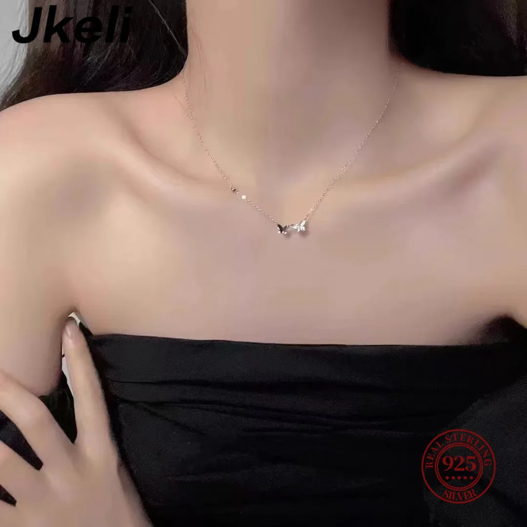 Jkeli S925 Sterling Silver 14K Gold Plated Double Butterfly Necklace Women's Fashion Versatile Simple Pendant Clavicle Chain
Jkeli S925 Sterling Silver 14K Gold Plated Double Butterfly Necklace Women's Fashion Versatile Simple Pendant Clavicle Chain