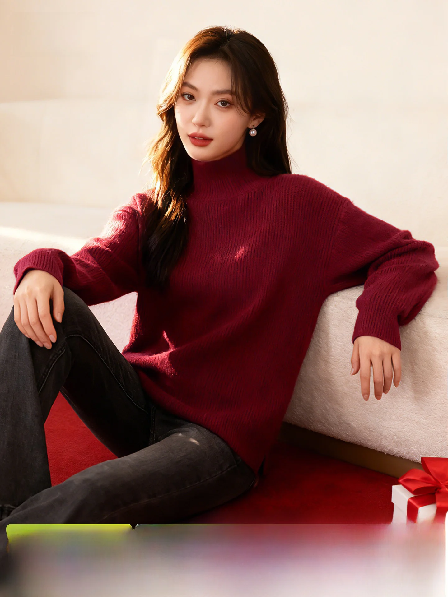 Red Knitted Sweater Women's Autumn Winter New Year Half High Collar Inner Wear Casual Style Comfortable Soft Polyester Fiber
Red Knitted Sweater Women's Autumn Winter New Year Half High Collar Inner Wear Casual Style Comfortable Soft Polyester Fiber